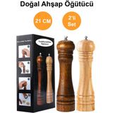 Ahşap Baharat ve Tuz Öğütücü Değirmen Seti 21 Cm, 2'li - Ahşap - Ceviz - Seçenek 1
