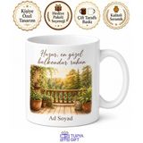 Ahşap Balkon Temalı Baskılı Kupa Bardak Hediye Porselen Mug