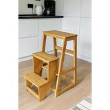 Ahşap Bambu 3 Basamak Merdiven - Portatif Demonte ve Ergonomik Ev Tipi Dekoratif Tabure Merdiven Sa