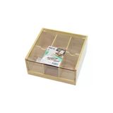 Ahşap Bambu 6 Bölmeli Poşet Çay Kutusu Mika Plastik Kapak 21X20x10cm (5433)