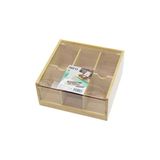 Ahşap Bambu 6 Bölmeli Poşet Çay Kutusu Mika Plastik Kapak 21X20x10cm (Timya/Go1395) 199495