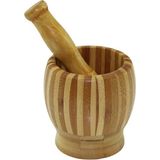 Ahşap Bambu - Çizgili Havan Sarımsak Dövecek Ç: 8.5--D: 6.8 --Y: 10CM Fileli Ambalaj (5248)