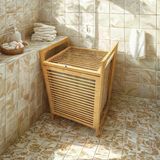 Ahşap Bambu Kirli Çamaşır Sepet Kumaş Çantalı Sepet=40X35x60cm (2818)