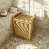 Ahşap Bambu Kirli Çamaşır Sepet Kumaş Çantalı Sepet=40X35x60cm Go53/00929