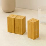 Ahşap Bambu Mıknatıslı 2'Li Baharatlık & Tuzluk (4.5×5×9 Cm)