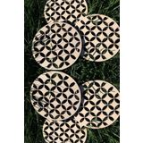 Ahşap Bardak Altlığı 6 lı Set Otantik Desenli Bardak Altlığı