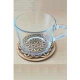 Ahşap Bardak Altlığı 6 lı Set Yaşam Çiçeği Bardak Altlığı