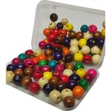 Ahşap Boncuk Renkli Kutu 14MM 90GR Yuvarlak