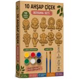 Ahşap Boyama Çiçekler 10 lu 1 Paket 10x15cm Ahşap Boyama 6 Renk Boya Resim Fırçası Etkinlik Çocuk Gelişim Motor Beceri