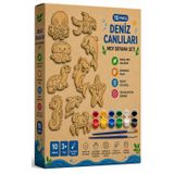Ahşap Boyama Deniz Canlıları 10 lu 1 Paket 10x15cm Ahşap Boyama 6 Renk Boya Resim Fırçası Etkinlik Çocuk Gelişim Motor