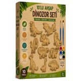 Ahşap Boyama Dinozor 10 lu 1 Paket 10x15cm Ahşap Boyama 6 Renk Boya Resim Fırçası Etkinlik Çocuk Gelişim Motor Beceri
