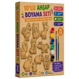 Ahşap Boyama Hayvanlar 10 lu 1 Paket 10x15cm Set3 Ahşap Boyama 6 Renk Boya Resim Fırçası Etkinlik Çocuk Gelişim Motor