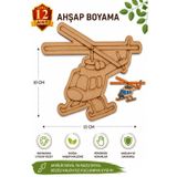 Ahşap Boyama Helikopter 12 Adet 10X15cm Araba Boyama Figürü Etkinlik Çoçuk Gelişim Motor Beceri Kreş Anasınıfı