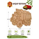 Ahşap Boyama Kamyon 24 Adet 10X15cm Araba Boyama Figürü Etkinlik Çoçuk Gelişim Motor Beceri Kreş Anasınıfı