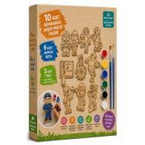 Ahşap Boyama Meslekler 10 lu 1 Paket 10x15cm Ahşap Boyama 6 Renk Boya Resim Fırçası Etkinlik Çocuk Gelişim Motor Beceri