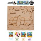 Ahşap Boyama Tabletler 20 Adet 10X15 Yaz Teması Boyama Figürü Etkinlik Çocuk Gelişim Motor Beceri Anasınıfı Kreş