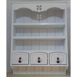 Ahşap Boyanabilir MDF Dekoratif 3 Raflı ve 3 Çekmeceli Duvar Rafı - Terek