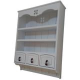 Ahşap Boyanabilir Mdf Dekoratif 3 Raflı Ve 3 Çekmeceli Duvar Rafı