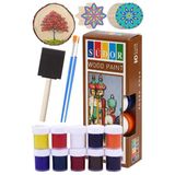 Ahşap Boyası 10 Renk 20Ml 1 Paket Südor 10 Lu Ahşap Boya Yüksek Kapatıcılık Kesik Uçlu Sünger Fırça Canlı Renk