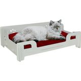 Ahşap Büyük Kedi Yatağı Premium Kalite Beyaz Kedi Evi 50X35 cm Parlak Boyalı Patili Model