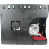 Ahşap Büyük Kedi Yatağı Premium Kalite Siyah Kedi Evi 50X35 cm Parlak Boyalı Küp Model