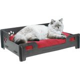 Ahşap Büyük Kedi Yatağı Premium Kalite Siyah Kedi Evi 50X35 cm Parlak Boyalı Patili Model