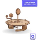 Ahşap Çarklı Güneş-Dünya-Ay-Uydu Modeli Hareketli (Motorlu)| Kendin Yap Ahşap Oyuncak | Stem-A Eğitim Seti | Çarklı Yörünge Sistemi - Renkli
