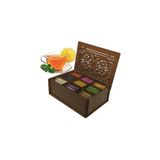 Ahşap Çay Kutusu 9 Bölmeli Kapaklı Poşet Bitki Çayı Saklama Kabı Tea Box ( 45 Çay Dahil)