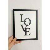 Ahşap Çerçeveli 2 Katmanlı Love Yazılı MDF Duvar Tablosu Siyah | 25x20 cm