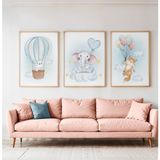 Ahşap Çerçeveli 3 Lü Çocuk Odası Tablo Home Ev Çocuk Odası Dekor Yatak Odası Fotoğraf Çerçevesi - 15x21