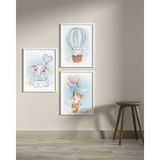 Ahşap Çerçeveli 3 Lü Çocuk Odası Tablo Home Ev Çocuk Odası Dekor Yatak Odası Fotoğraf Çerçevesi - Beyaz - 30x42
