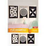 Ahşap Çerçeveli 3’lü Minimal Poster Seti – Bauhaus Siyah Beyaz Modern Duvar Tablosu Siyah 30 x 40