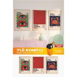 Ahşap Çerçeveli 3’lü Sanat Poster Seti – Yayoi Kusama Tokyo Modern Art Duvar Tablosu Çok Renkli 21 x 30