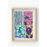 Ahşap Çerçeveli Art Nouveau Floral Desen Poster E.A. Seguy Tarzı Renkli Bitkisel Duvar Tablosu Çok Renkli 21 x 30