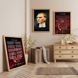 Ahşap Çerçeveli Atatürk Istiklal Marşı ve Gençliğe Hitabe Üçlü Ahşap Tablo Seti - 20 x 30