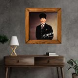 Ahşap Çerçeveli Atatürk Portresi Seramik Tablo 29x29cm MODEL 1 (MODEL 1)