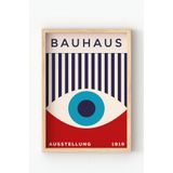 Ahşap Çerçeveli Bauhaus Ausstellung 1919 Poster – Göz Formlu Modern Duvar Tablosu Çok Renkli 21 x 30