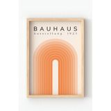 Ahşap Çerçeveli Bauhaus Ausstellung 1923 Poster – Pastel Tonlarda Yarım Yay Desenli Duvar Tablosu Turuncu 21 x 30