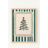 Ahşap Çerçeveli Christmas Tree Poster – Retro Yılbaşı Dekorasyon Tablosu Ahşap Çerçeveli 21 x 30