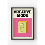 Ahşap Çerçeveli Creative Mode Tablo – Pembe Tonlarda Renkli Yazılı Modern Dekoratif Poster Siyah 21 x 30
