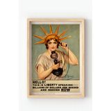 Ahşap Çerçeveli Liberty Speaking Poster – Vintage Özgürlük Heykeli Temalı Duvar Tablosu Çok Renkli 21 x 30