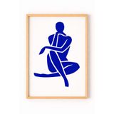 Ahşap Çerçeveli Mavi Soyut Figür Poster Minimal Modern Duvar Tablosu Ahşap Çerçeveli 21 x 30