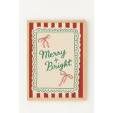 Ahşap Çerçeveli “Merry & Bright” Yılbaşı Posteri – Retro Noel Dekorasyon Tablosu Ahşap Çerçeveli 30 x 40