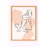 Ahşap Çerçeveli Minimal Figür Line Art Poster Modern Zarif Duvar Tablosu Ahşap Çerçeveli 30 x 40