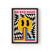Ahşap Çerçeveli No Bad Days Poster – Retro Yazılı Eğlenceli Duvar Tablosu Siyah 10 x 15