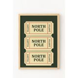 Ahşap Çerçeveli “North Pole Ticket” Poster – Retro Yılbaşı Bilet Tasarımlı Duvar Tablosu Ahşap Çerçeveli 10 x 15