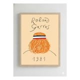 Ahşap Çerçeveli “Roland Garros 1981” Poster – Retro İllüstrasyon Tenis Sanat Tablosu Ahşap Çerçeveli 30 x 40