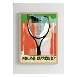 Ahşap Çerçeveli “Roland Garros ’87” Poster – Retro Tenis Temalı Kolaj Sanat Tablosu Ahşap Çerçeveli 10 x 15