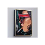Ahşap Çerçeveli Sigara İçen Pop Art Kadın Tablosu-7929