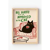 Ahşap Çerçeveli Siyah Kedi Tablo – Eğlenceli Yazılı Kahveli Modern Dekoratif Poster Çok Renkli 21 x 30
